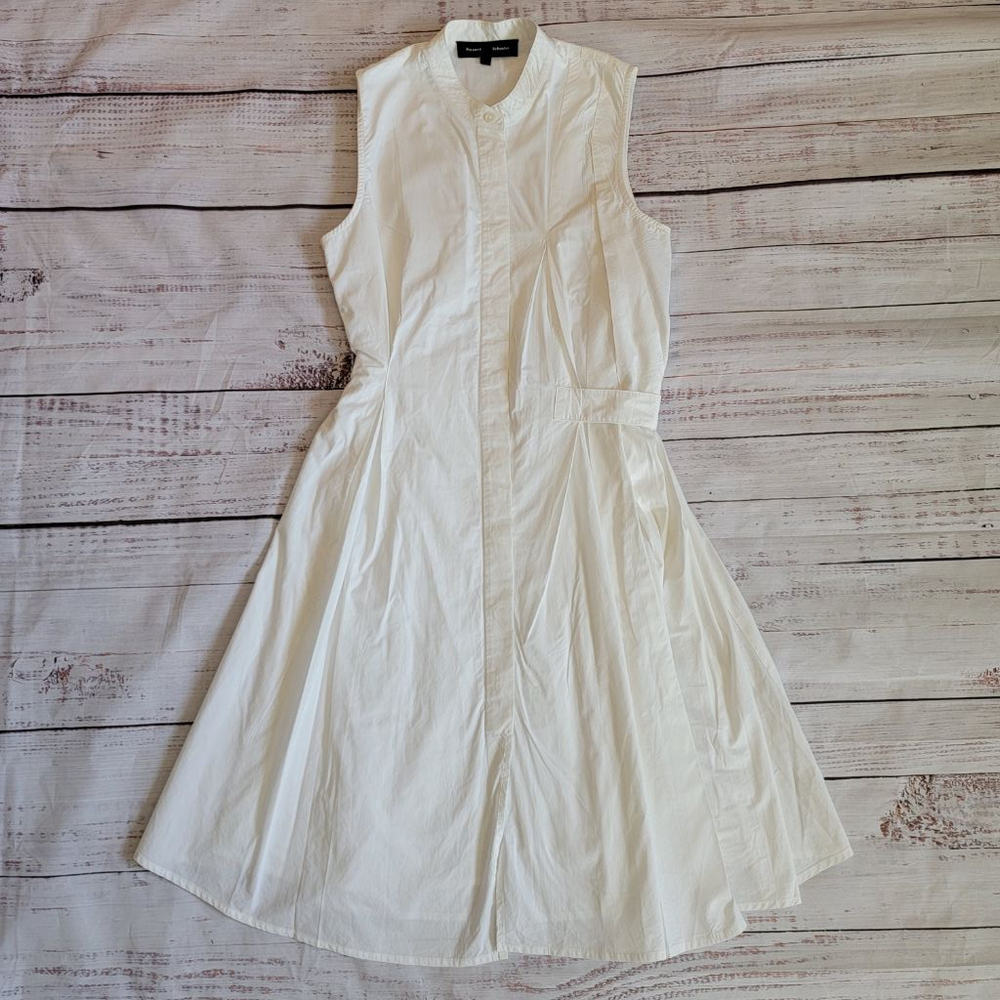 Proenza Schouler Cotton Poplin Belted Wrap Dress White Sleeveless Women's 6